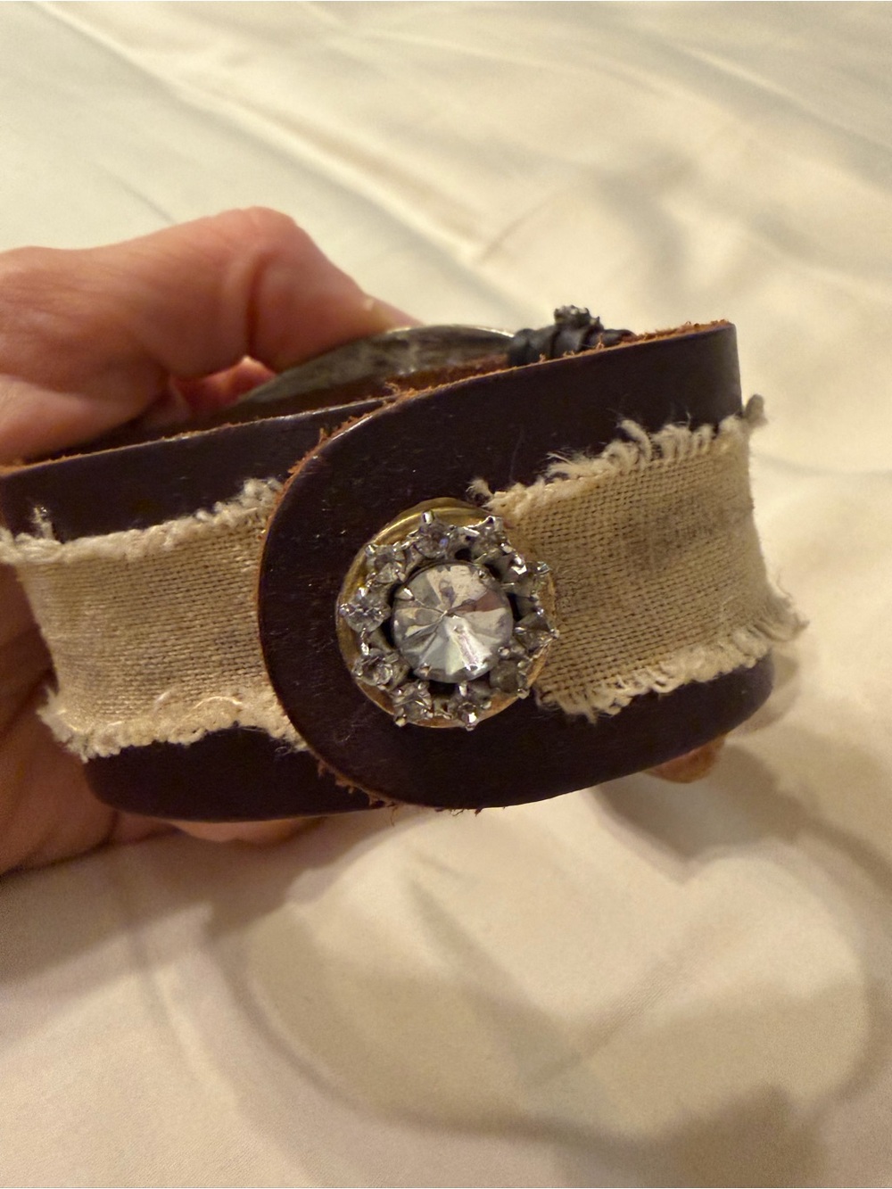Junk Queen Statement Leather Cuff Bracelet - one of a kind vintage commissioned - Picture 3 of 5